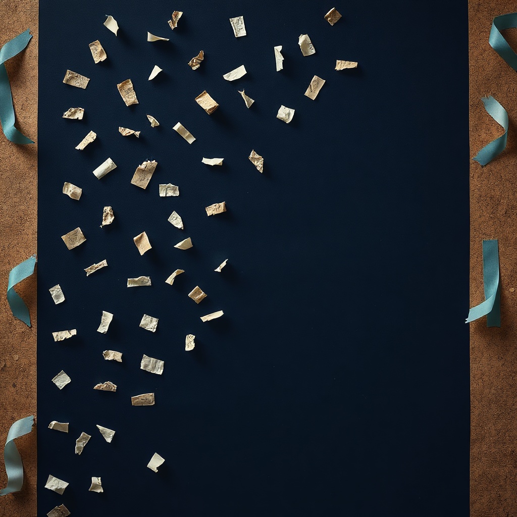 Corkboard with paper scraps